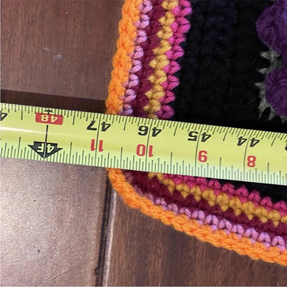 Vtg Crocheted Granny Square 3D Puffy Flowers Afghan Throw blanket - Picture 5 of 11